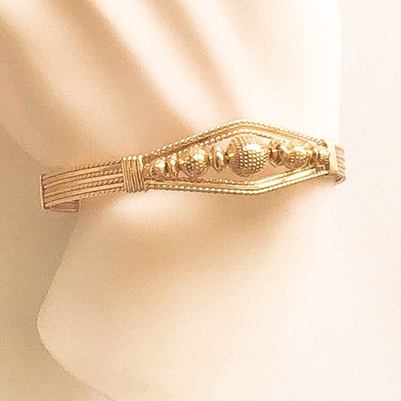 Gold Wire Wrapped Bracelet with Graduating Beads - Picture 1 of 11